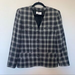 Vintage Liz Claiborne Collection Plaid Print Blazer Jacket